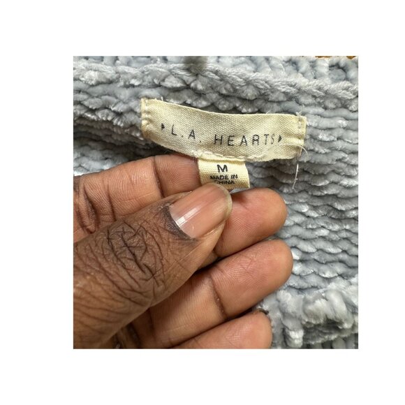 La Hearts Heathered Cropped Boxy Crewneck Sweater Soft Knit Casual Pullover M - Picture 3 of 7